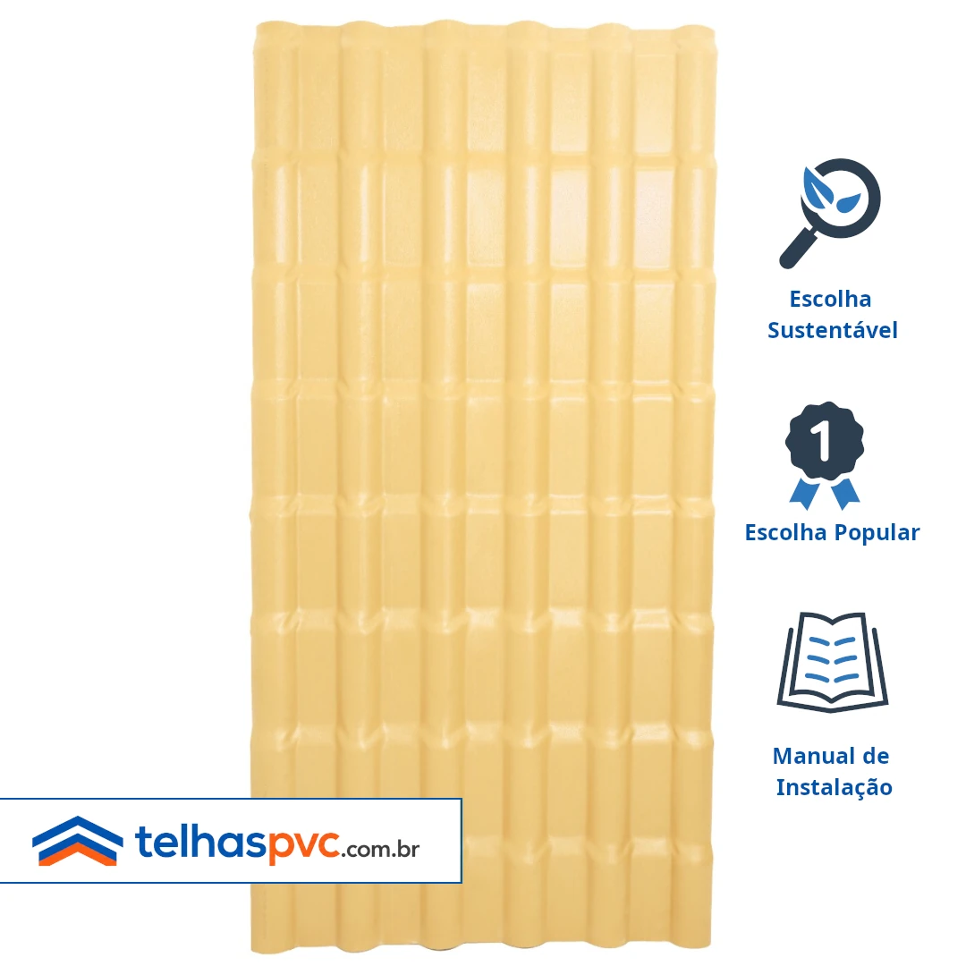 Telha PLAN PVC MARFIM-3,30 X 0,88 - Foto 1