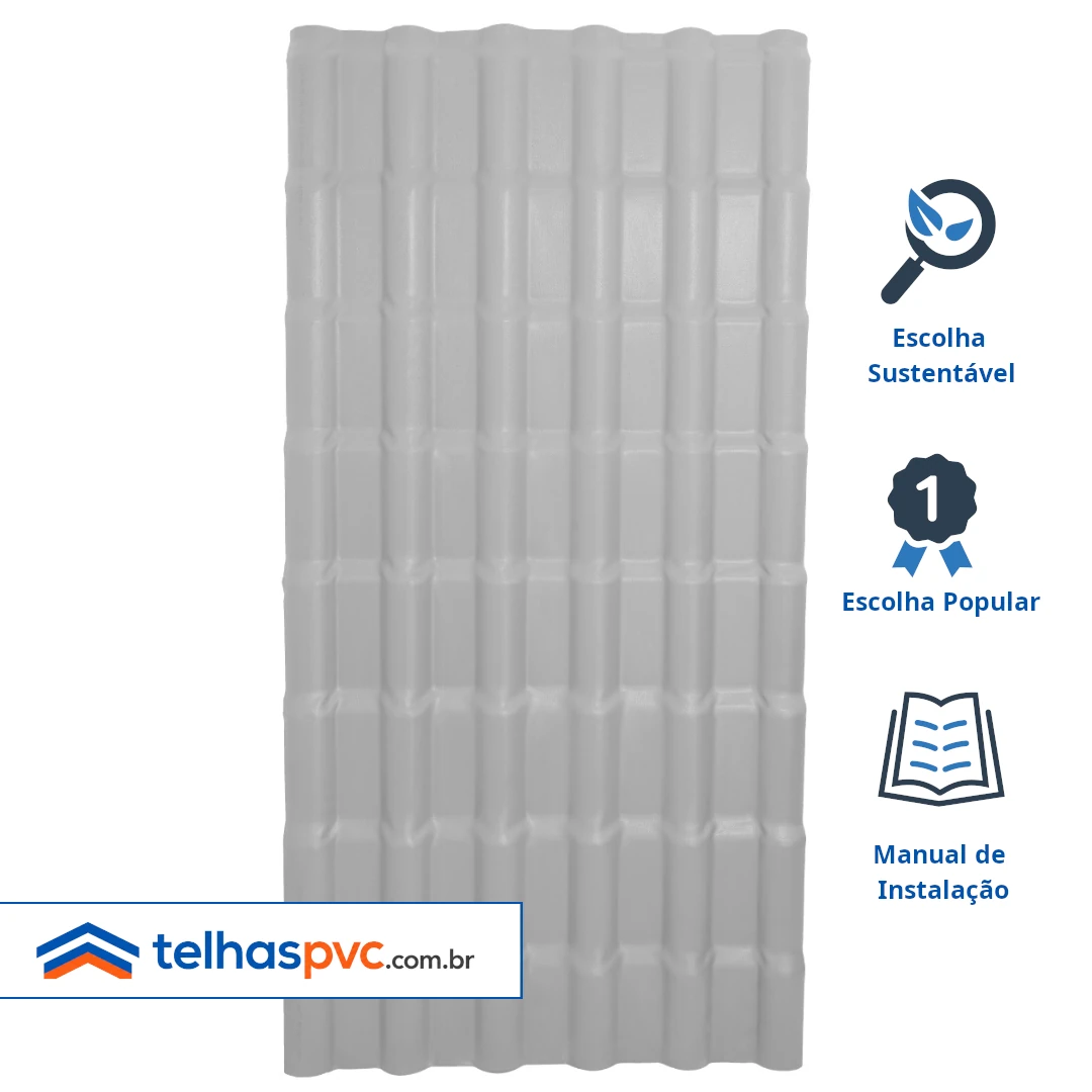 Telha PLAN PVC CINZA-2.42 X 0.88 - Foto 1